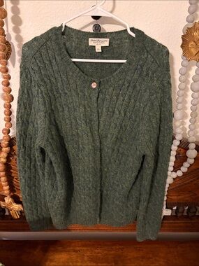 Norm Thompson Green Cable Knit Cardigan